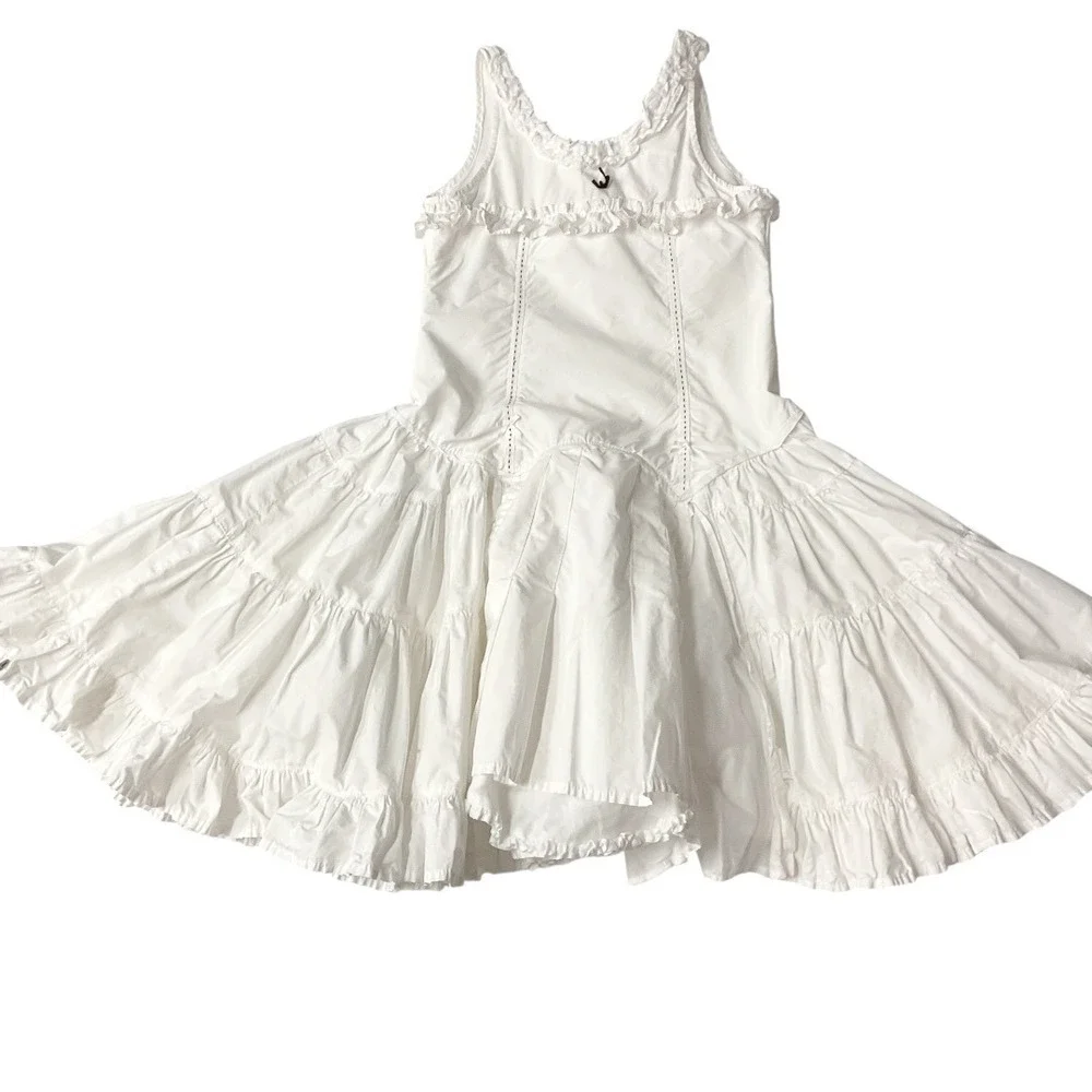 jottum Girls' Sleeveless Button Back Ruffled A-Line Casual Dress White Size 8‎
